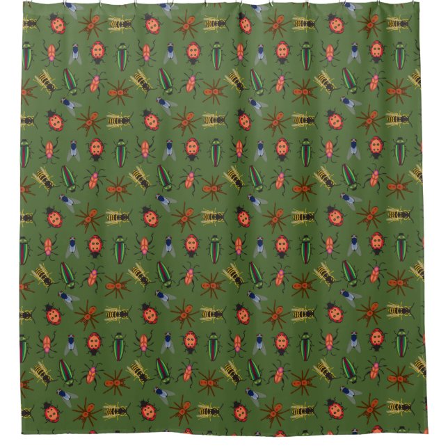 Beautiful Insects Pattern Shower Curtain (Front)
