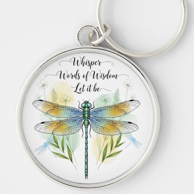 Beautiful Inspirational Dragonfly Quote Key Ring (Front)