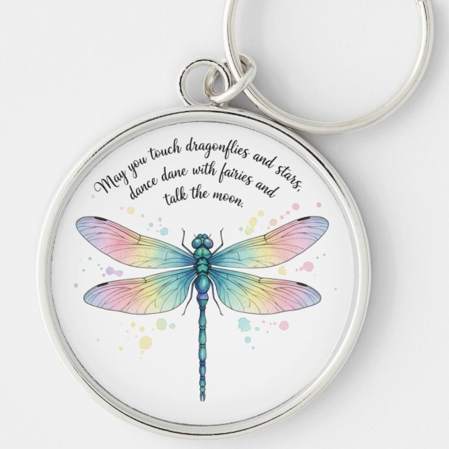 Beautiful Inspirational Dragonfly Quote Key Ring (Front)