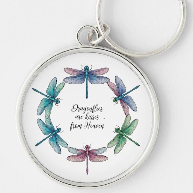 Beautiful Inspirational Dragonfly Quote Key Ring (Front)