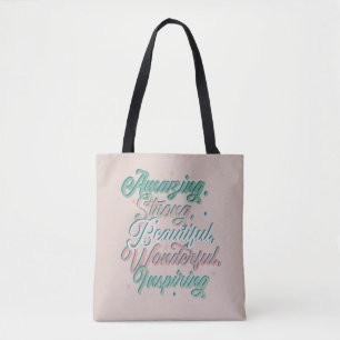 Beautiful inspiring 3D script typography design Tote Bag