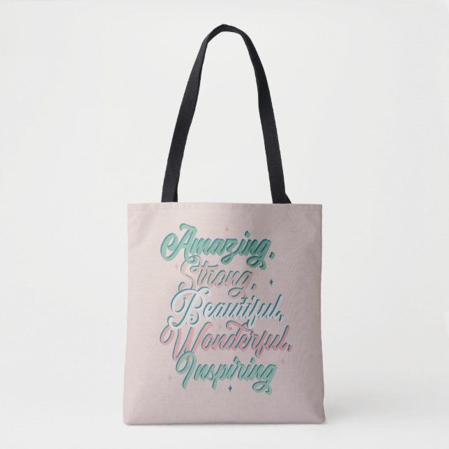 Beautiful inspiring 3D script typography design Tote Bag (Front)