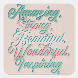 Beautiful Inspiring 3D typography script Square Sticker