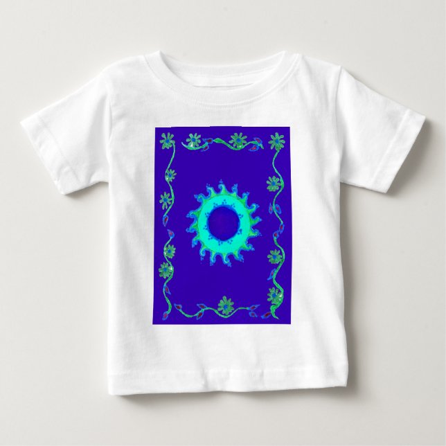 Beautiful Iridescent Blue Floral Art Oil Painting  Baby T-Shirt (Front)