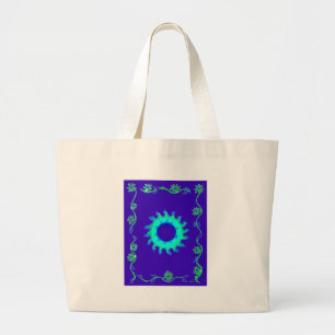 Beautiful Iridescent Blue Floral Art Oil Painting  Large Tote Bag