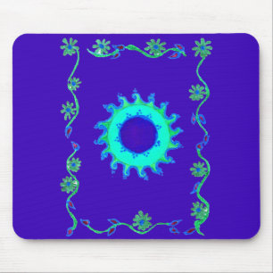 Beautiful Iridescent Blue Floral Art Oil Painting Mouse Pad