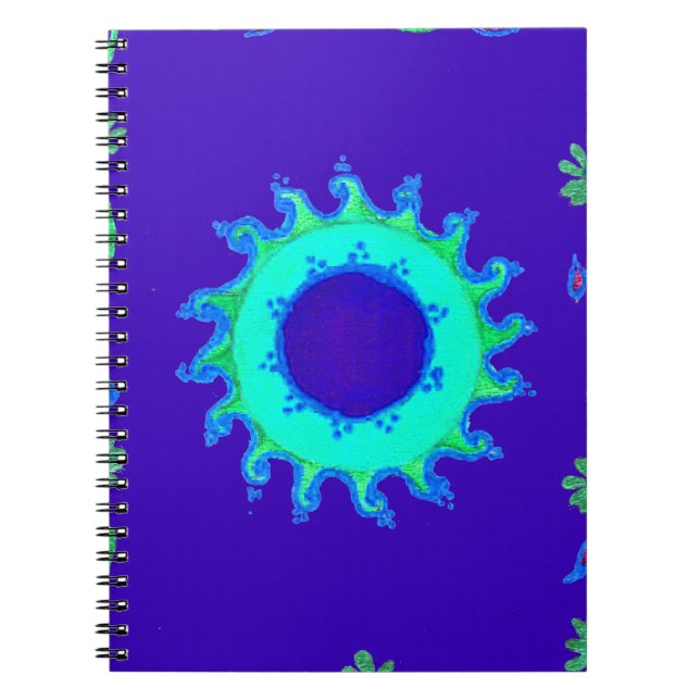 Beautiful Iridescent Blue Floral Art Oil Painting  Notebook (Front)
