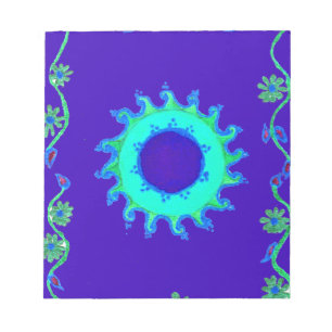 Beautiful Iridescent Blue Floral Art Oil Painting  Notepad