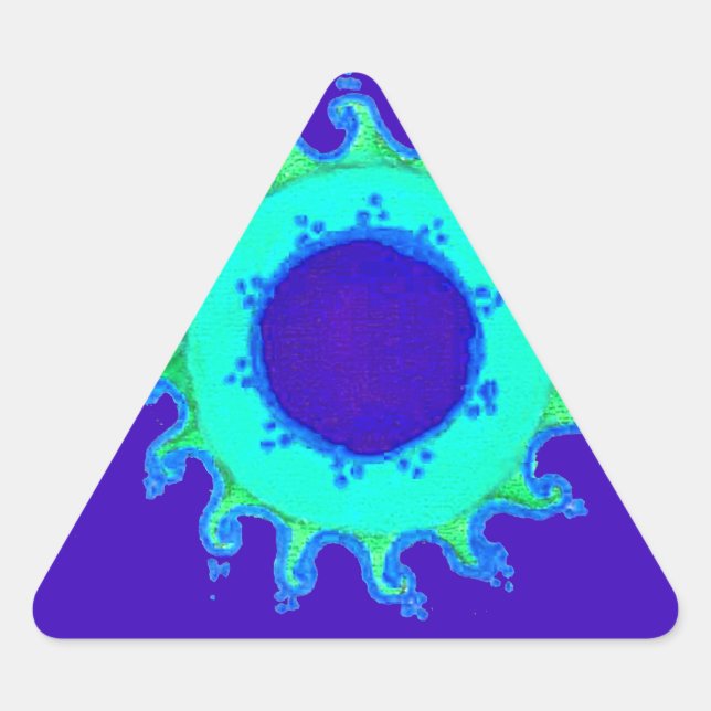 Beautiful Iridescent Blue Floral Art Oil Painting  Triangle Sticker (Front)