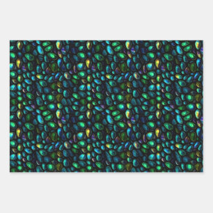Beautiful Iridescent Pebbles Scales Ovals Pattern Wrapping Paper Sheet