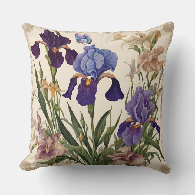 Beautiful Iris Flower Blooms  Cushion (Front)