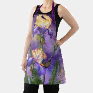 Beautiful Iris Flower - Migned Painting Art Apron
