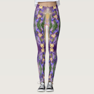 Beautiful Iris Flower - Migned Painting - Leggings