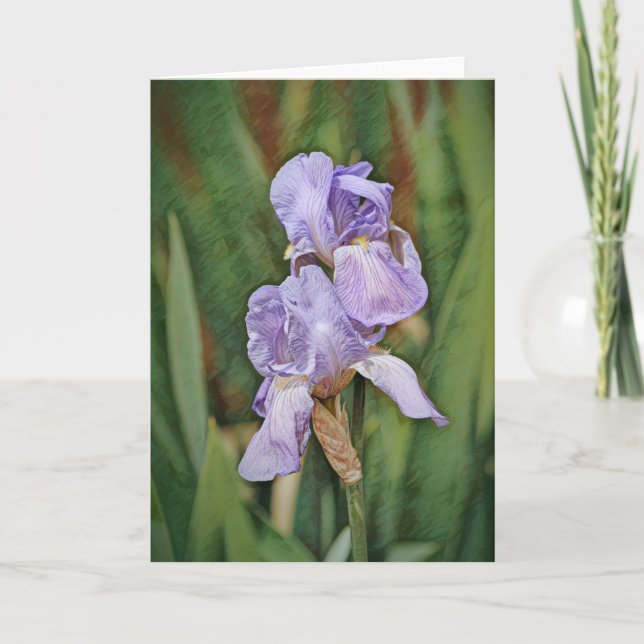 Beautiful Iris Flowers Impressionism Art Note Card (Front)