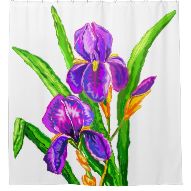 Beautiful Iris Flowers Shower Curtain (Front)
