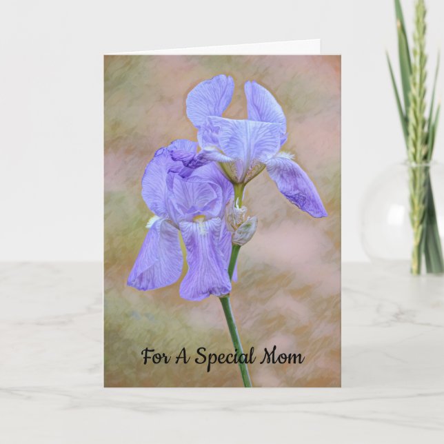 Beautiful Iris Flowers Special Mothers Day Card (Front)