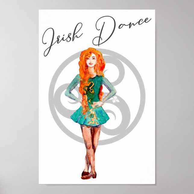 Beautiful Irish Dancer Hard Shoe Celtic Knot Dance Poster (Front)