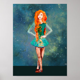 Beautiful Irish Dancer Hard Shoe Dance Poster
