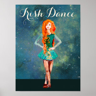 Beautiful Irish Dancer Hard Shoe Dance Poster