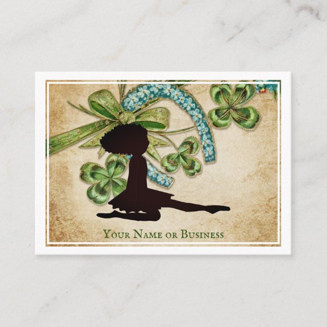 Beautiful Irish Dancer, Shamrock and Horseshoe Business Card (Front)