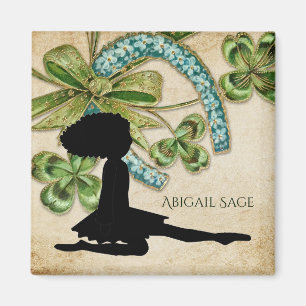 Beautiful Irish Dancer, Shamrock and Horseshoe Magnet