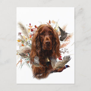 Beautiful Irish Red Setter Holiday Postcard
