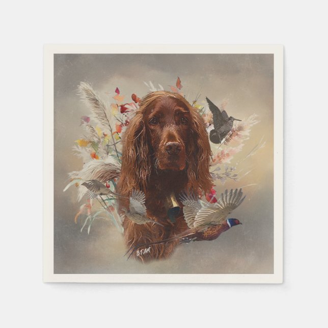 Beautiful Irish Red Setter Napkin (Front)