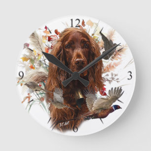 Beautiful Irish Red Setter Round Clock