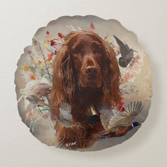 Beautiful Irish Red Setter Round Cushion (Front)
