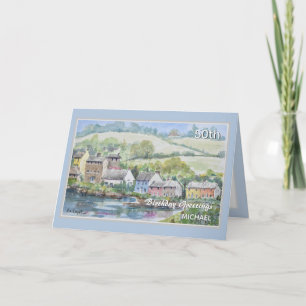 Beautiful Irish Seaside Personalized 50th Birthday Card