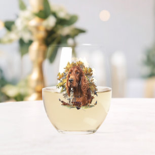 Beautiful Irish Setters Art Stemless Wine Glass
