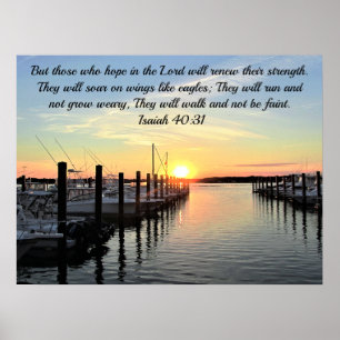 BEAUTIFUL ISAIAH 40:31 SUNSET OVER THE LAKE POSTER