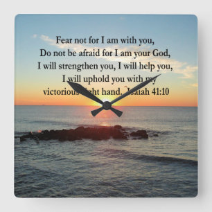 BEAUTIFUL ISAIAH 41:10 SUNRISE SQUARE WALL CLOCK