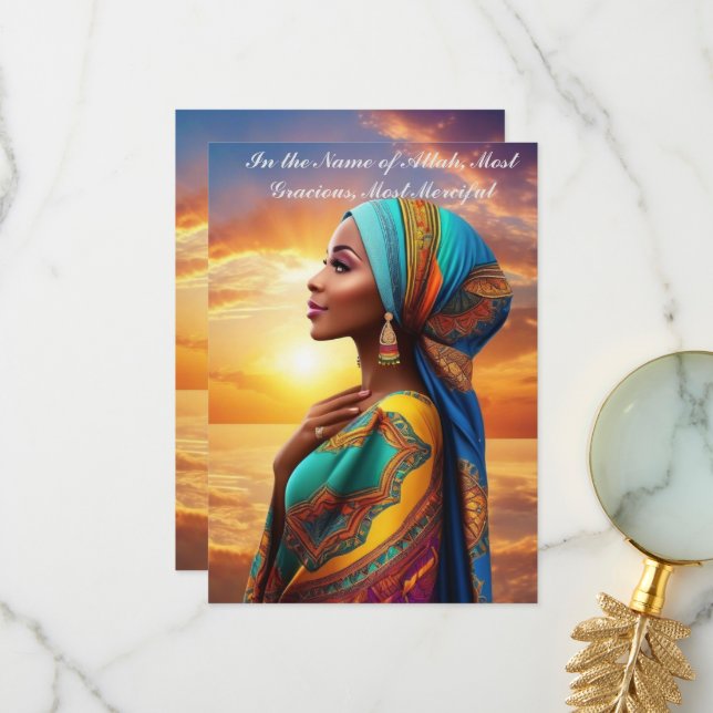 Beautiful Islamic African American Women Thank You Card (Front/Back In Situ)
