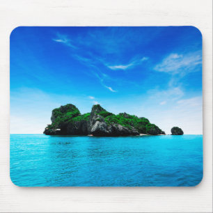 Beautiful Island in Blue Mouse Pad