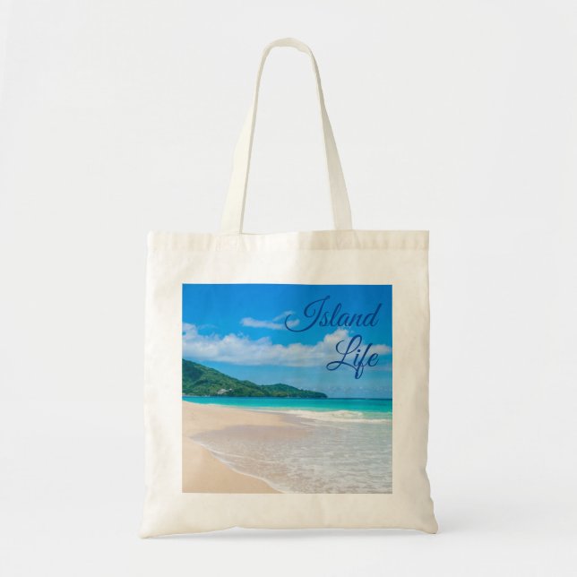 Beautiful Island Life Tropical Beach Photo Tote Bag (Front)