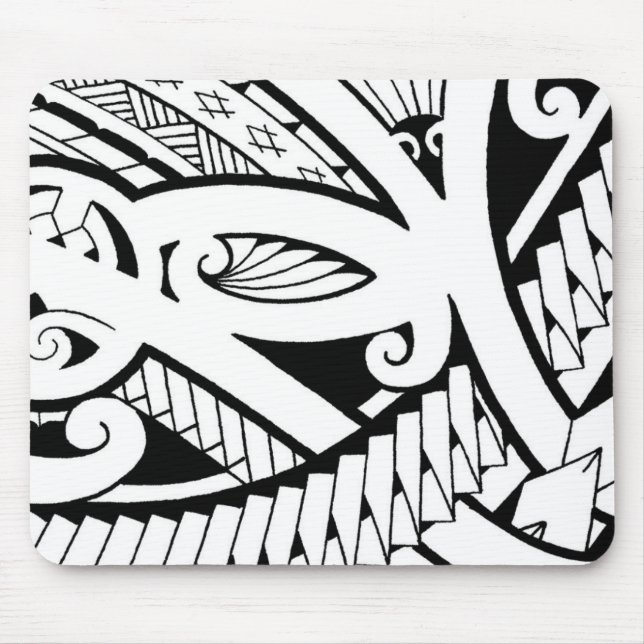 beautiful island tattoo designs modern black art mouse pad (Front)