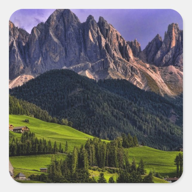 Beautiful isolated lonely church St Maddalena Square Sticker (Front)