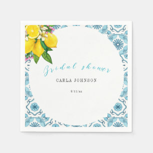 Beautiful Italian tile and lime bridal shower  Napkin