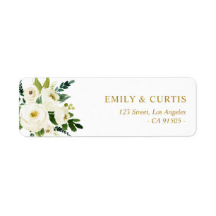 Beautiful ivory white watercolor floral address return address label