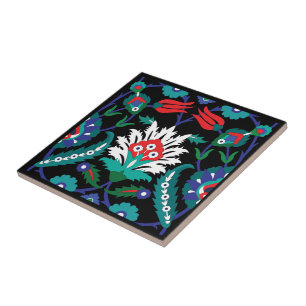💙❤️🖤 Beautiful Iznik Turkish pattern Ceramic Tile