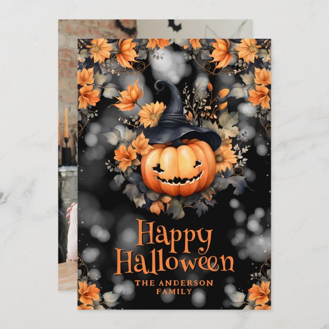 Beautiful Jack O’Lantern Photo Halloween Card (Front/Back)