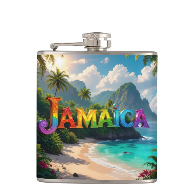 Beautiful jamaica hip flask (Front)