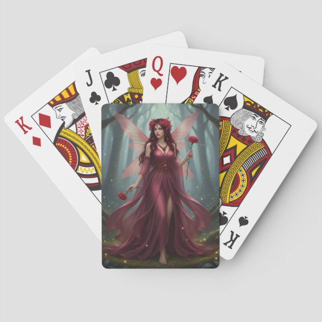 Beautiful January Garnet Fairy Playing Cards (Back)