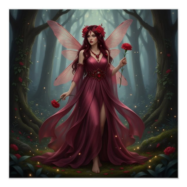 Beautiful January Garnet Fairy Poster (Front)