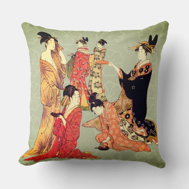 Beautiful Japanese Art Design Throw Pillows (Front)