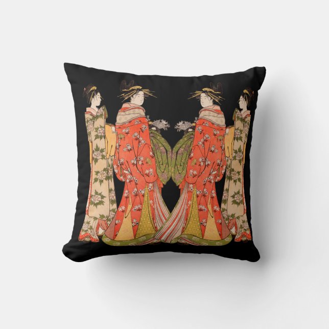 Beautiful Japanese Art Design Throw Pillows (Front)