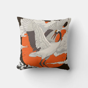Beautiful Japanese Crane Bird Cushion