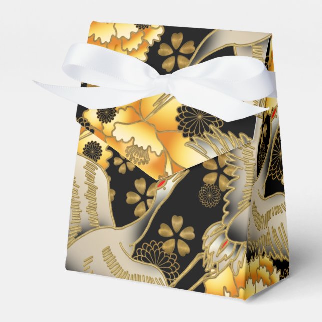 Beautiful Japanese crane print party favour box (Front Side)