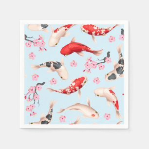 Beautiful Japanese Floral Koi fish Napkins